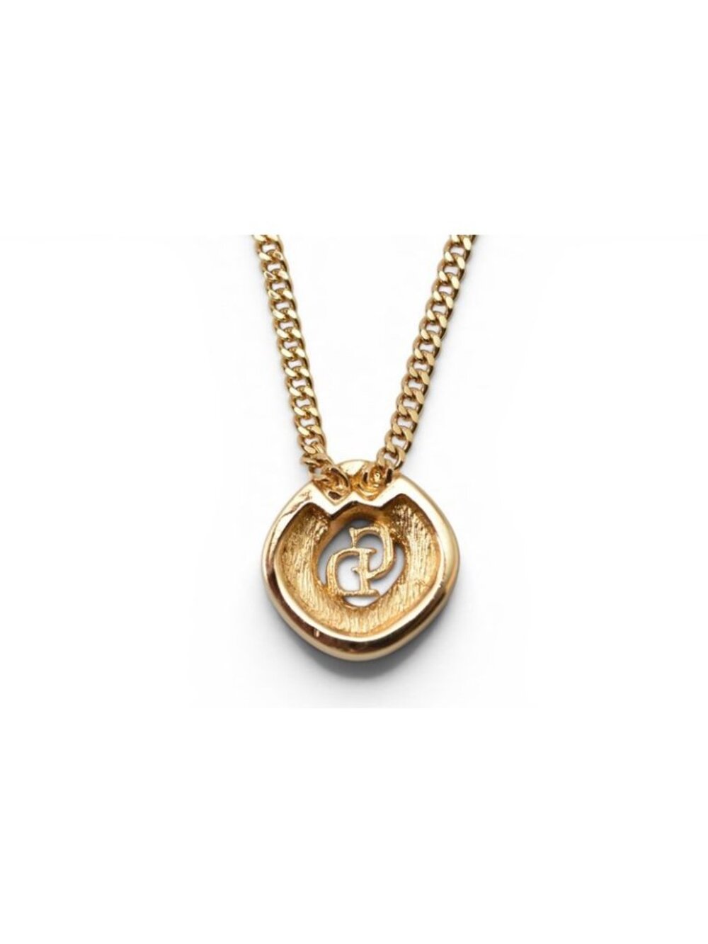 Dior Necklace Vintage CD Logo Line Stone Gold - Picture 5 of 6